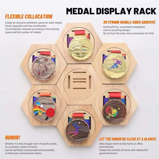 Hexagonal Honeycomb Medal Display Rack