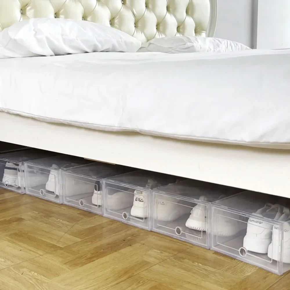 Transparent Stackable Shoe Boxes – Set of 6