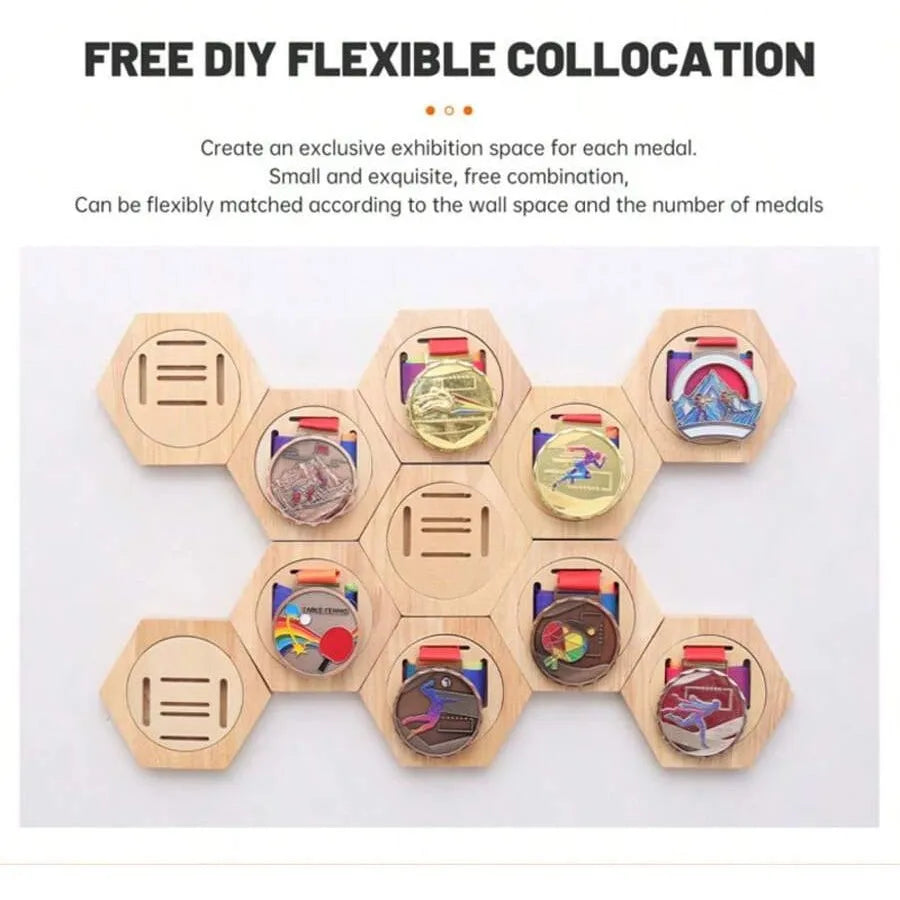 Hexagonal Honeycomb Medal Display Rack