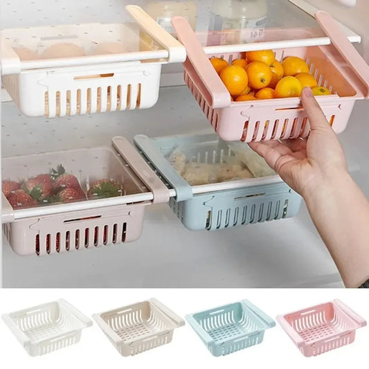 Retractable Fridge Drawer Organizer with Drain