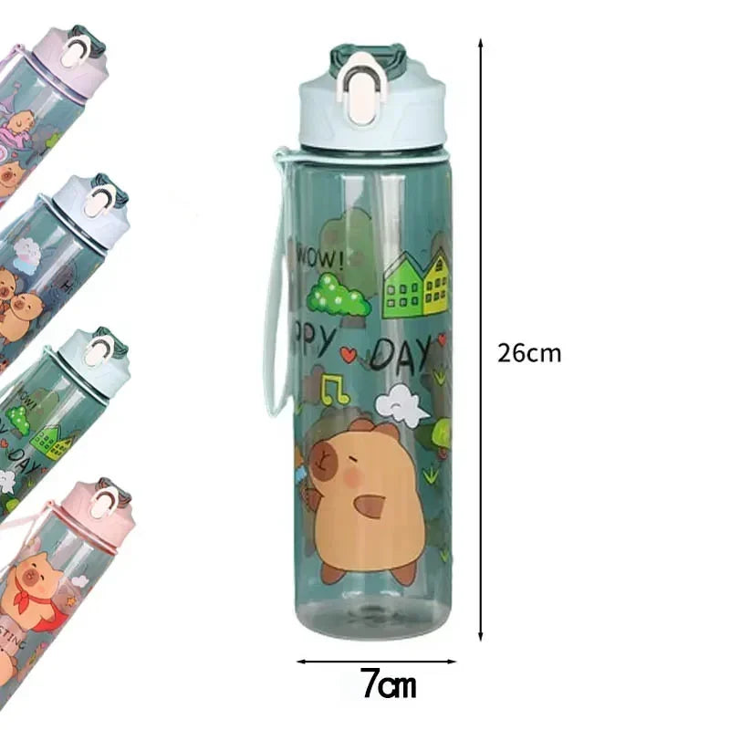 Capybara Cartoon Straw Water Bottle 750ml