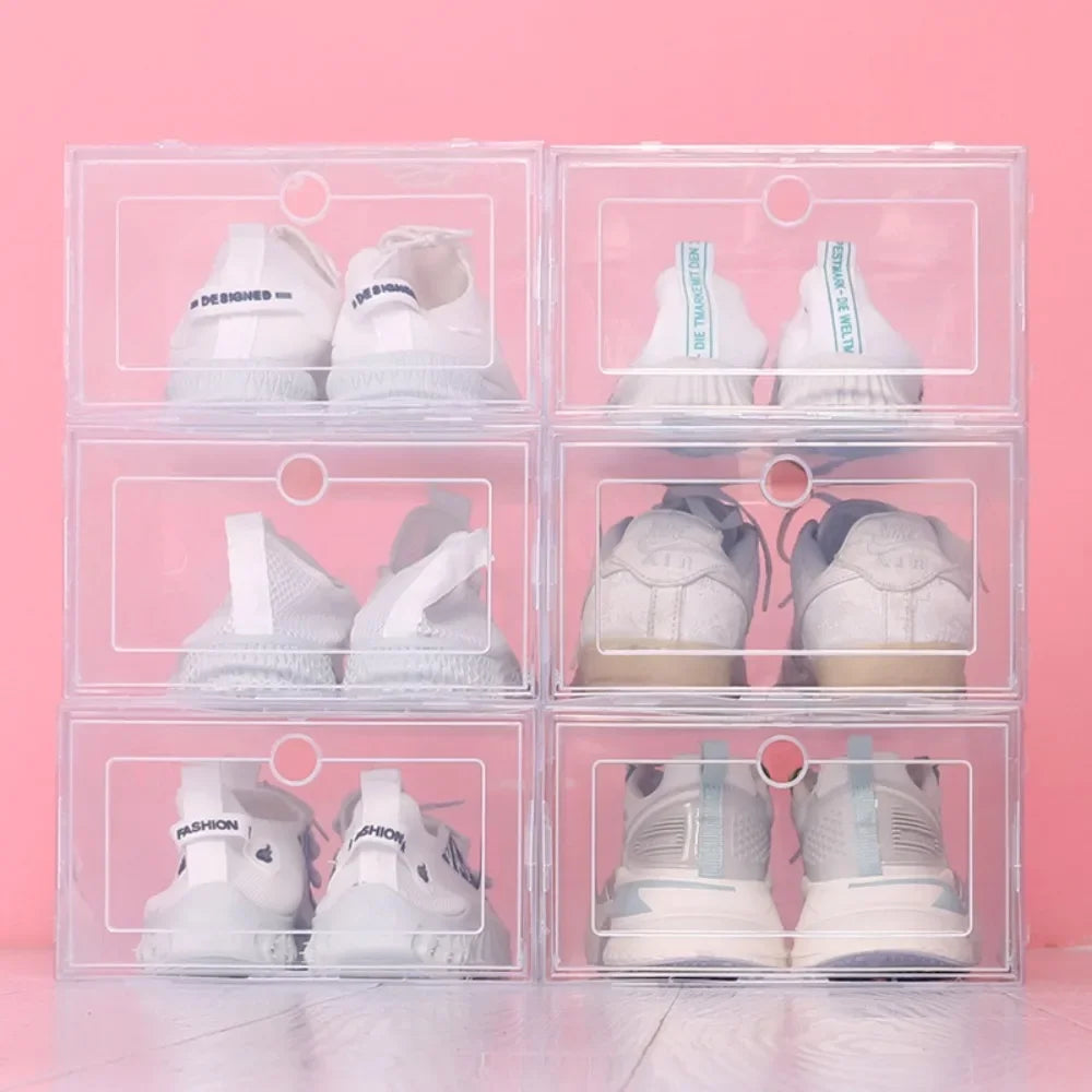 Transparent Stackable Shoe Boxes – Set of 6