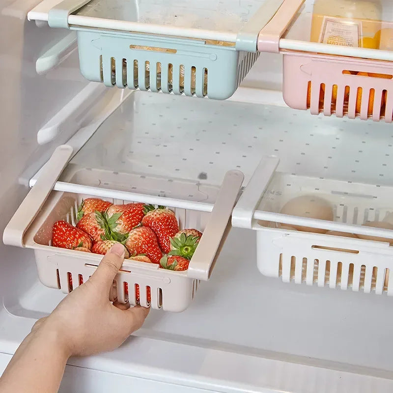 Retractable Fridge Drawer Organizer with Drain