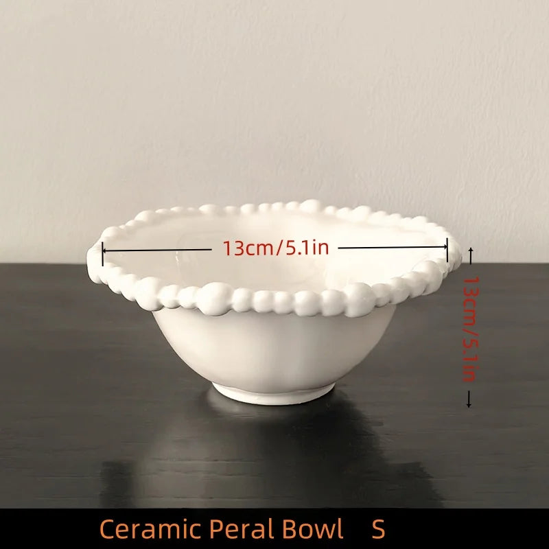 White Beaded Ceramic Bowls